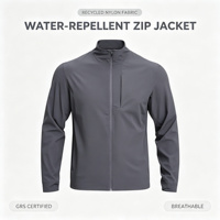 Veste légère pour homme en nylon recyclé, coupe-vent, imperméable, respirante, à séchage rapide, avec fermeture éclair et col montant, entièrement zippée, pour activités de plein air et usage décontracté