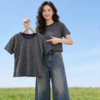 Camiseta Básica a Rayas para Mujer, Holgada y Estilizadora, Top de Manga Corta para el Trabajo, Venta al Por Mayor