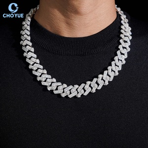 Precio de fábrica: Collar de eslabones cubanos de plata 925 con moissanita, cadena de 2 filas, estilo Hip Hop, 18 mm, chapado en rodio, joyería para fiestas. - Product Image 5