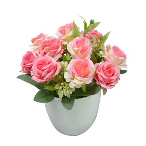 Dongchen Crafts - Bonsái de Rosa Artificial en Maceta, Flor de Seda de 10 cm a 30 cm, Decoración para el Hogar y la Oficina - Product Image 5