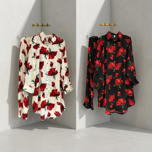 Kurti de Rayón con Estampado Floral Rojo para Mujer, Corte Holgado, Estilo Casual Midi, Ropa Étnica de India y Pakistán, para Todas las Temporadas - Product Image 5