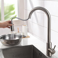 Robinet de cuisine monocommande en acier moderne et contemporain avec douchette extractible en céramique, lot de 2