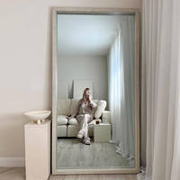 Miroir sur pied moderne en bois rustique, grand format, arqué, pleine longueur, personnalisable, en promotion
