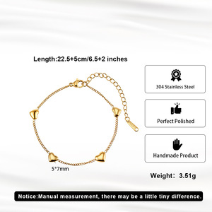 Fashion Summer Beach PVD 18K <b>Gold</b> Plated Stainless Steel Trendy Heart <b>Anklets</b> for Women Gift - Product Image 4