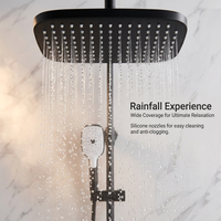Ensemble de douche pluie moderne en laiton avec mitigeur eau chaude/froide, robinet doseur, système de douche de salle de bain avec étagère de rangement, design de luxe