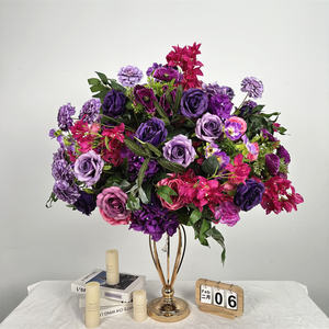 Boule de fleurs artificielle classique en forme de rose violette, arrangement floral pour centre de table, décoration de mariage - Product Image 1