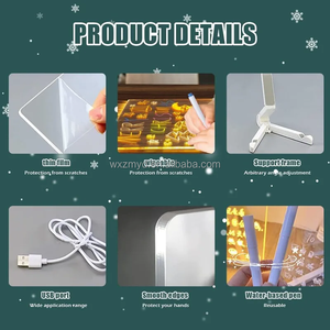 LED not kurulu gece işık ile 7 renk kalem işıklı akrilik çizim kurulu parlayan mesaj işaretleyici kurulu ofis okul için ev - Product Image 5