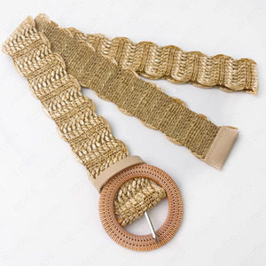 REWIN Boho 4cm de largeur femmes boucle ronde kaki PP paille taille ceintures maigre <span class=keywords><strong>Raphia</strong></span> paille robe <span class=keywords><strong>ceinture</strong></span> - Product Image 5