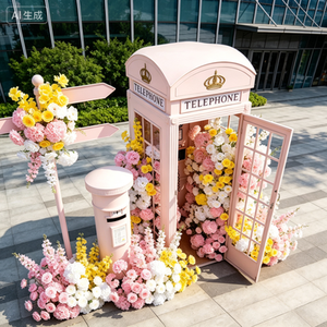 Adorno de Cabina Telefónica con Flores Artificiales Grandes para Decoración de Jardín y Fiestas al Aire Libre - Product Image 2