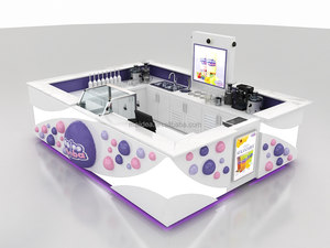 Kiosque de thé à bulles chaud au centre commercial <span class=keywords><strong>Whitefield</strong></span> Pink Boba bar comptoir de jus kiosque centre commercial stand de vente d'autres meubles commerciaux à vendre - Product Image 4