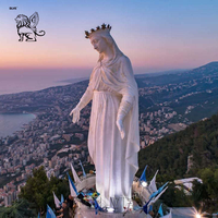 Statue de la Vierge Marie en marbre blanc naturel sculptée à la main BLVE, sculpture de Notre-Dame pour la décoration d'église