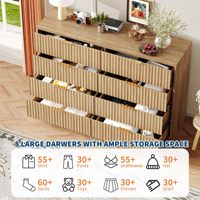 Commode Combohome à 8 tiroirs pour chambre à coucher, grande commode à tiroirs cannelés, organisateur de rangement en bois