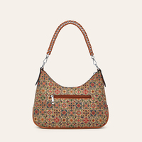 Sac Hobo en Liège et PU pour Femme, Imprimé Ethnique, Style Japonais Coréen, Sac à Bandoulière Vintage avec Fermeture Éclair
