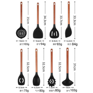 ชุดไม้พายซิลิโคน 12 ชิ้น ด้ามไม้ อุปกรณ์ครัว พร้อมถังเก็บ ไม่ติดกระทะ อุปกรณ์ทำอาหาร - Product Image 4