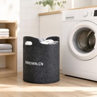 Grand panier de rangement pour jouets en feutre gris anthracite avec poignées découpées rectangulaires pour chambre d'enfant, panier à linge robuste