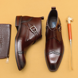 Bottines en cuir de vachette pour homme, fermeture éclair, style britannique, luxe léger, bottes en cuir véritable - Product Image 6