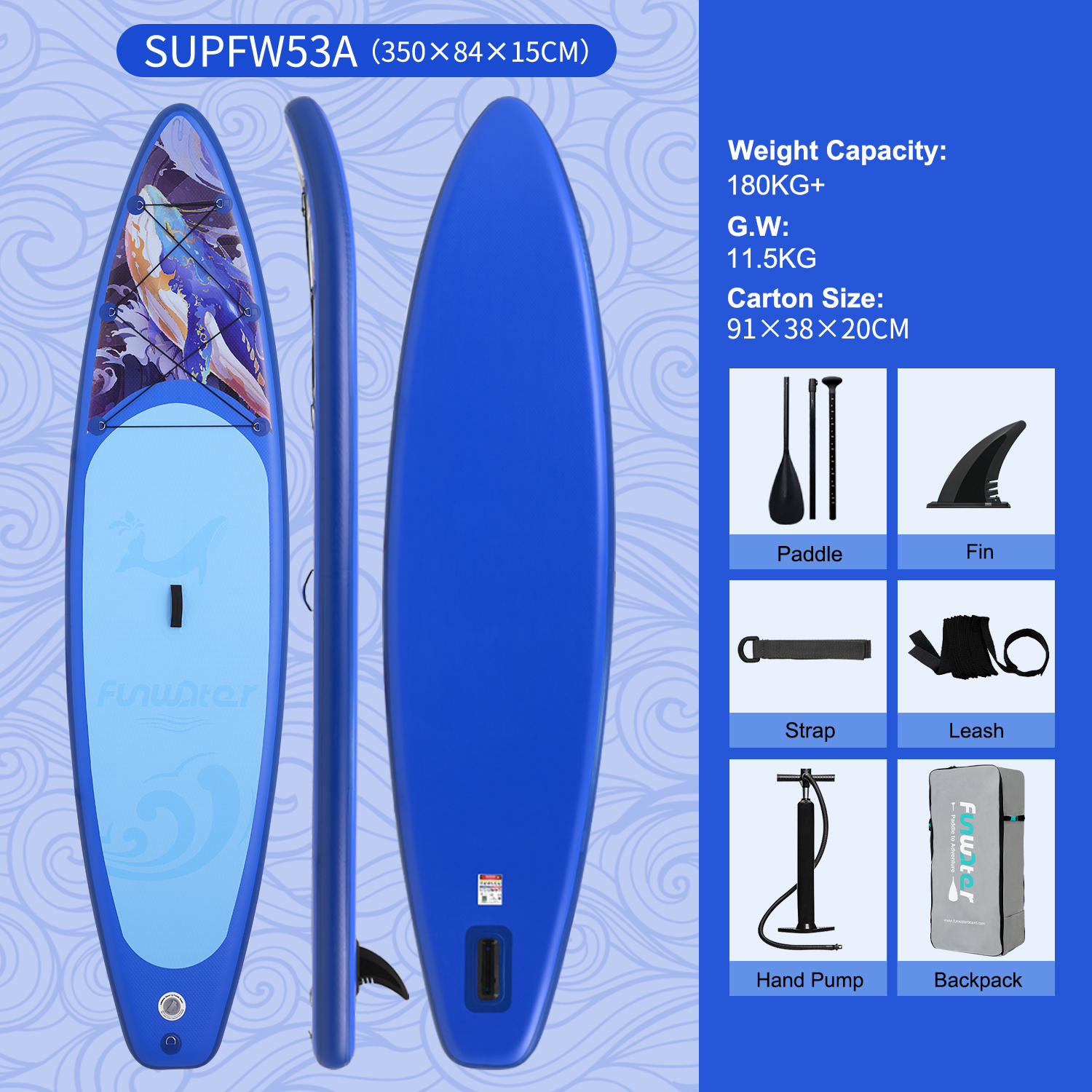 350*84*15 cm--SUPFW53A--Blu