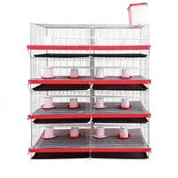 Cage de poulailler à batterie de type H à 4 niveaux et 2 portes pour l'élevage de poulets, grande capacité, galvanisée, à faible coût et longue durée de vie pour les exploitations avicoles