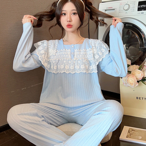 Set 100% in maglia di <span class=keywords><strong>cotone</strong></span> lungo <span class=keywords><strong>da</strong></span> donna pigiama <span class=keywords><strong>da</strong></span> <span class=keywords><strong>notte</strong></span> stampato pigiama Mujer con scollo quadrato pigiama <span class=keywords><strong>da</strong></span> donna - Product Image 6