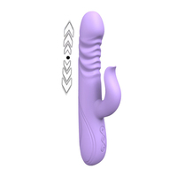Juguete Sexual Telescópico con Calefacción para Adultos, Doble Estimulación Vaginal, Estimulador de Punto G y Clítoris, Potente Vibrador de Conejo, Dildo para Mujeres