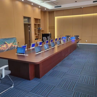 Table de conférence intelligente motorisée pour système de conférence sans papier, moniteur de bureau dissimulé, élévateur LCD avec microphone pour bureau