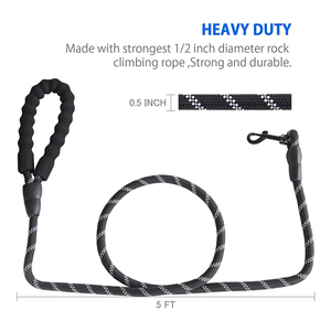 Correa Redonda de Nailon Trenzado Resistente para Perros, con Reflectivo, para Escalar Montañas, con Mango Suave, para Deportes al Aire Libre, con Dispensador de Bolsas para Excrementos - Product Image 4