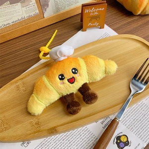 Llavero <span class=keywords><strong>de</strong></span> Peluche con Forma <span class=keywords><strong>de</strong></span> Croissant Ecológico para Niños, Adorno Colgante <span class=keywords><strong>de</strong></span> <span class=keywords><strong>Dibujos</strong></span> Animados con Cuerda Trenzada Antideslizante - Product Image 4