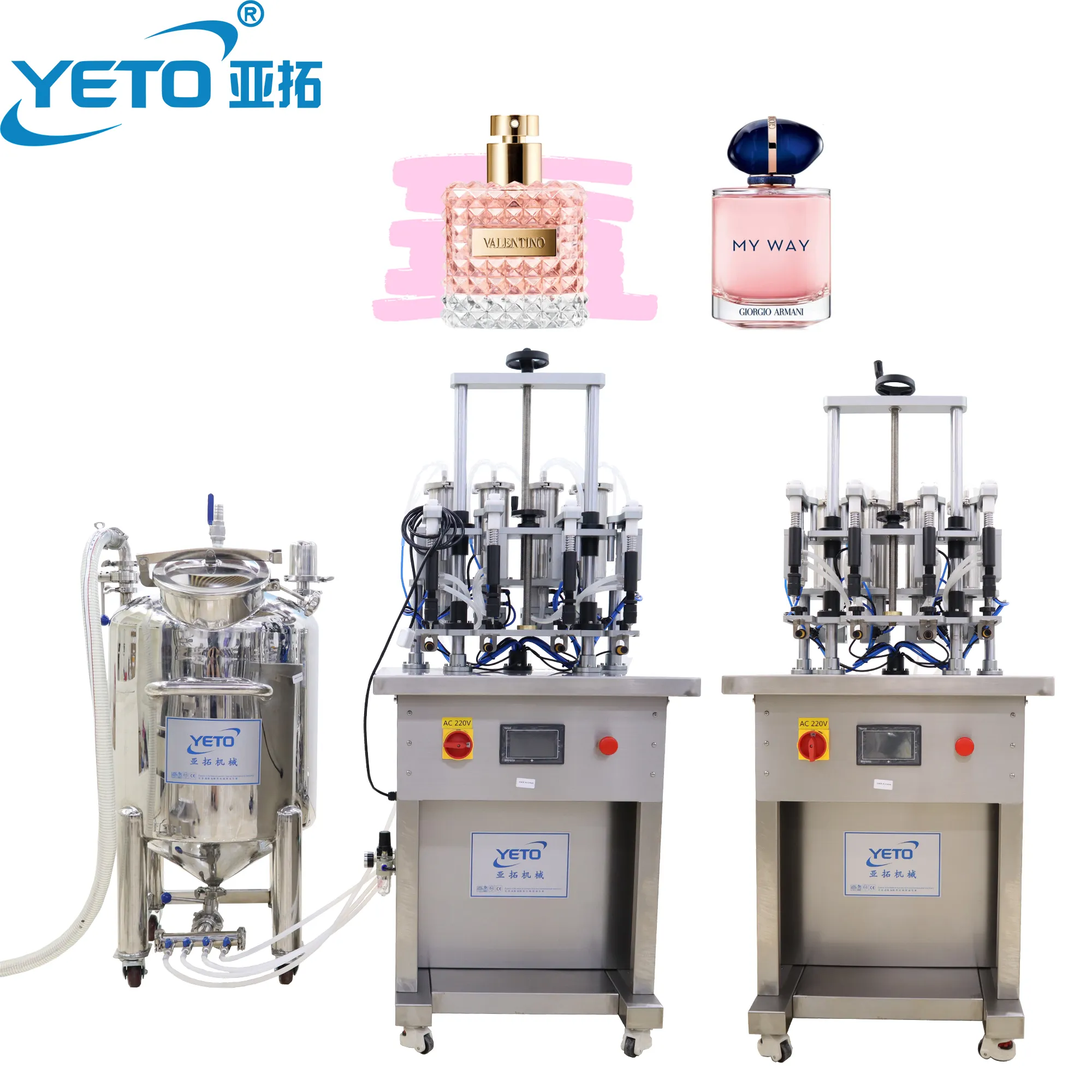 YETO-4 Vòi Phun Nước Hoa Máy Chiết Rót Bán Tự Động Chai Nước Hoa Filler Chai Chân Không Điền Dây Chuyền Sản Xuất