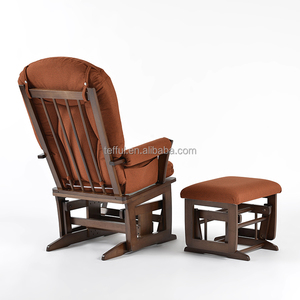 Nursery room furniture wooden glider smooth rocking chair with <b>stool</b> living room rocking arm <b>sofa</b> chair - Product Image 2