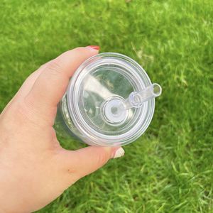 แก้วกาแฟใส ปราศจากสาร BPA พร้อมส่ง ขนาด 16 ออนซ์  วัสดุพลาสติกอะคริลิค PP สำหรับใส่เบียร์ โซดา  พร้อมฝาปิด สำหรับงานพิมพ์ UV DTF - Product Image 3