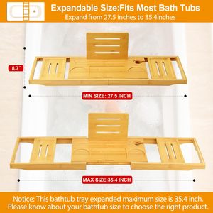 Nouveau Plateau de Baignoire Moderne Extensible Antidérapant Léger Compatible avec la Plupart des Baignoires, Support de Lecture pour Livres sur <span class=keywords><strong>Pont</strong></span> de Baignoire Extensible - Product Image 5