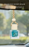 Diffuseur d'arômes liquide de luxe en verre suspendu pour grille d'aération de voiture, 10 ml, avec couvercle en bois, parfum de rose, longue durée, élimination des odeurs pour l'air, vente en gros