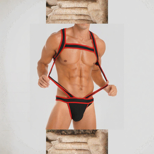 High-end Quality Men's Cotton Spandex Knitted Breathable Soft Striped Printing Sports <b>Jockstrap</b> Briefs Fitness Running Waist - Product Image 3