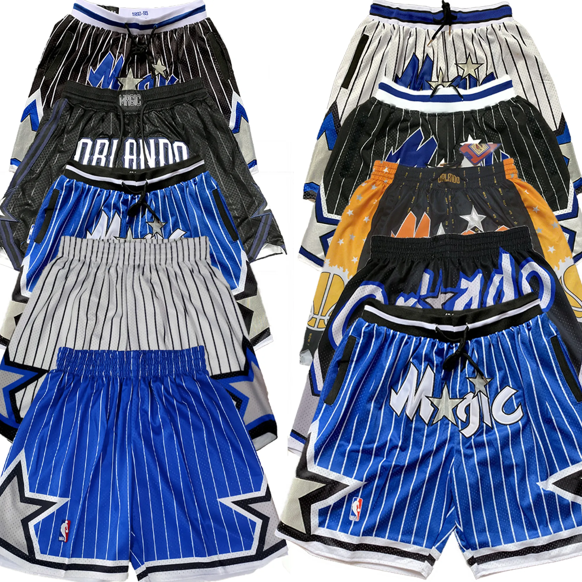 Amerikanischer Basketball Retro-Stil bestickte Mesh-Shorts Orlando beliebtes heißes Angebot magische Basketballshorts