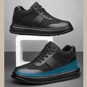 Zapatos Casuales de Hombre con Aumento de Altura Invisible, Parte Superior de Cuero, Estilo Botín Negro, Zapatos Elevadores <span class=keywords><strong>para</strong></span> Hombre - Product Image 6
