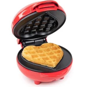 Aifa Mini Waffle Maker Placa antiadherente Safe Cool Touch Handles Forma de corazón Compact Belga & American Waffle Machine