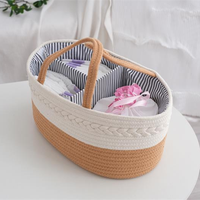 Panier de rangement portable en corde de coton pour couches de bébé avec séparateur amovible