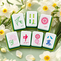 Jeu de Mahjong de style chinois traditionnel, tuiles de Mahjong en acrylique imprimées d'inspiration orientale, jeu de table, cadeau