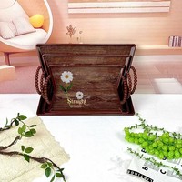 3-delige ecovriendelijke fruit- en snackplateauset van houtnerfplastic voor feesten, modern luxe design