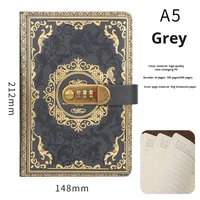 Journal à mot de passe rétro A5 transfrontalier avec serrure, journal créatif épaissi, papeterie pour étudiants, carnet