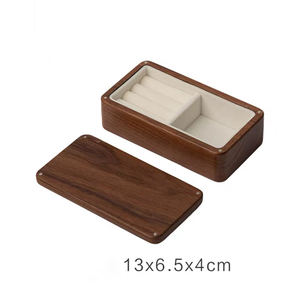Portable Custom Logo Wooden <b>Jewelry</b> <b>Box</b> Rectangle Organizer Case Ring Storage Elegant <b>Wood</b> <b>Jewelry</b> Storage Solution Velvet - Product Image 6