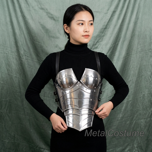 แผ่นเกราะหน้าอกอัศวินยุคกลางพร้อมสายหนัง – ชุดเกราะโลหะสำหรับงาน SCA และงาน Renaissance Faire - Product Image 1