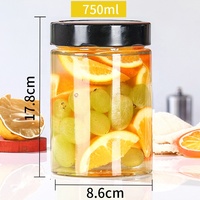 Botol kaca kaleng buah bulat transparan kualitas tinggi botol selai madu saus cabai dengan tutup kaleng