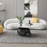 Table basse pratique en acier inoxydable avec plateau en marbre pour la maison