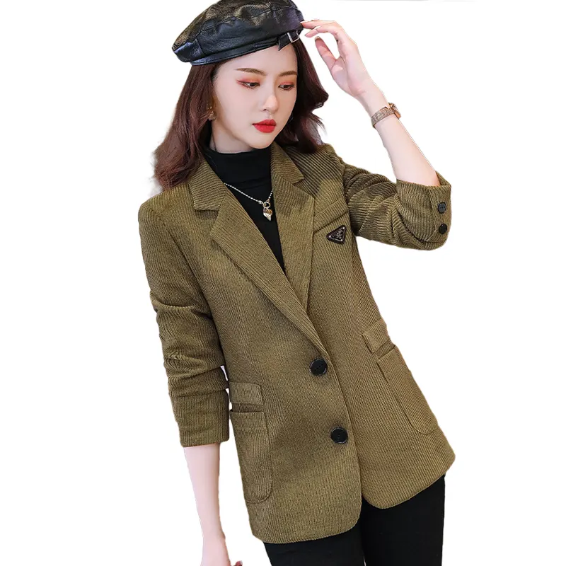 Wholesale Dropship OEM High-quality female stripe Loose blazers Casual Women's Coats Fashion Jacket Office Wear Lady