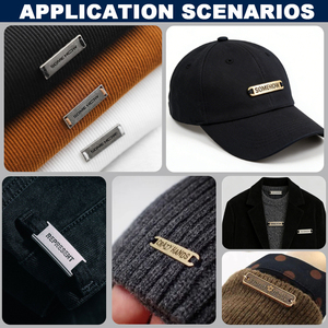 Etiquetas de Metal con Nombre de Marca Personalizadas de Alta Calidad, Placa Grabada con Letras, Etiquetas de Logotipo para Ropa con Diseño de Cadena - Product Image 6