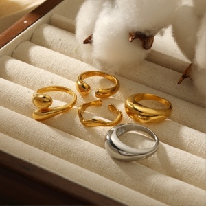 Anillos de Moda al por Mayor con Diseño de Gota de Agua, Curvos y Lisos, en Acero Inoxidable Chapado en Oro de 18K, para Cualquier Ocasión - Product Image 2