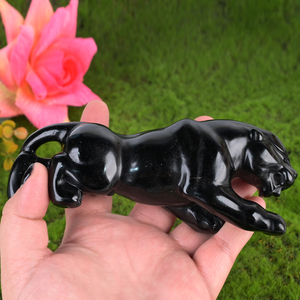 Vente en gros de sculptures d'animaux en cristal d'obsidienne noire, pierres de guérison naturelles, pour la décoration de la maison - Product Image 3