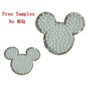 Özel Mickey Minnie Mouse kafa Glitter sınır tam inci boncuk yapışkanlı yamalar şönil nakış demir