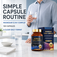 Capsules de magnésium en gros, complexe 12-en-1, supplément nutritionnel minéral pour adultes, marque privée, emballage personnalisé, stock disponible